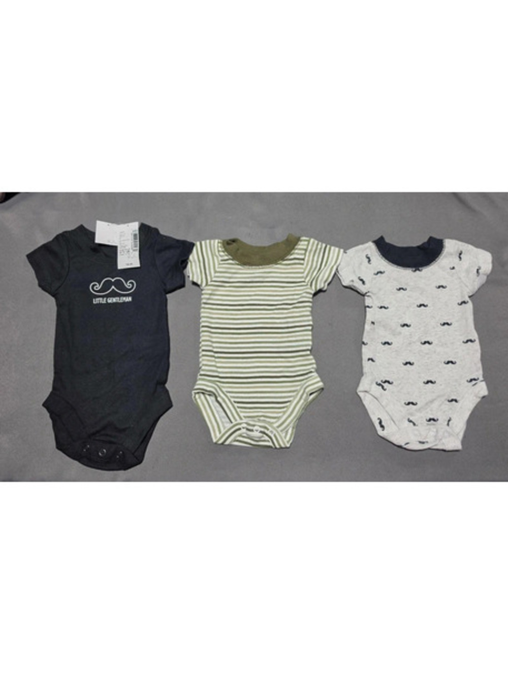 Little Gentleman Mustache 3-Pack Baby Bodysuits NWT